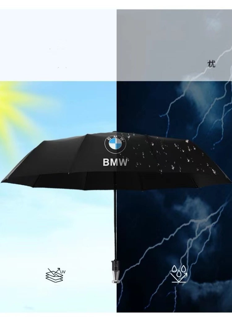 BMW - 4S BMW Auto Business Automatic Tri-fold Umbrella One-click Opening and Folding Gift Umbrella - Image 1
