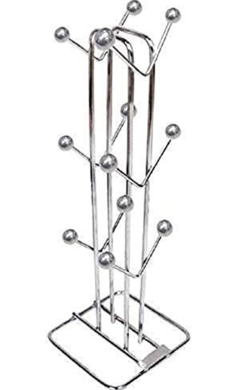 Cri8Hub TheTrust Store Cri8Hub Stainless Steel 2-Layer Corner Storage Rack and Spice Container with Big Size Stainless Steel V Shape Cup Stand-12 Hooks(Standard) - Image 5
