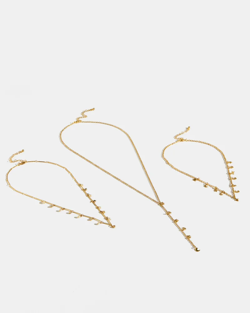 REDTAG Women Gold Embellished Necklace Set (Pack of 3)