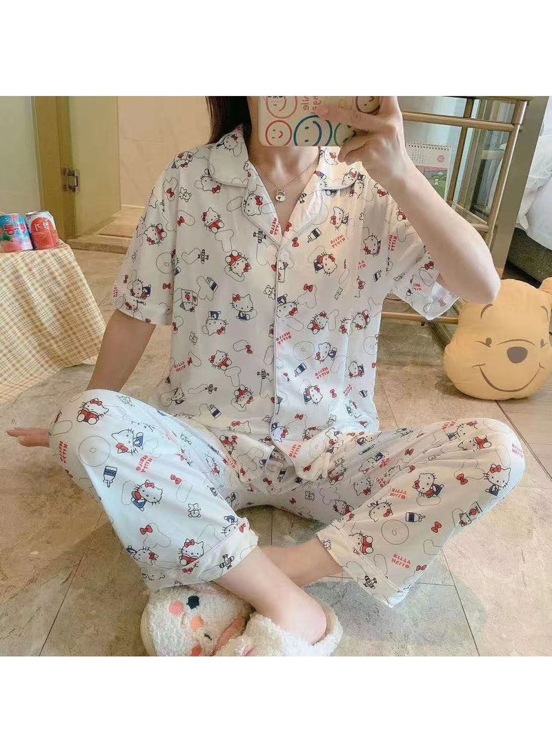 DubaiGallery Women's Pack Of 2 Top And Bottom Pyjama Set