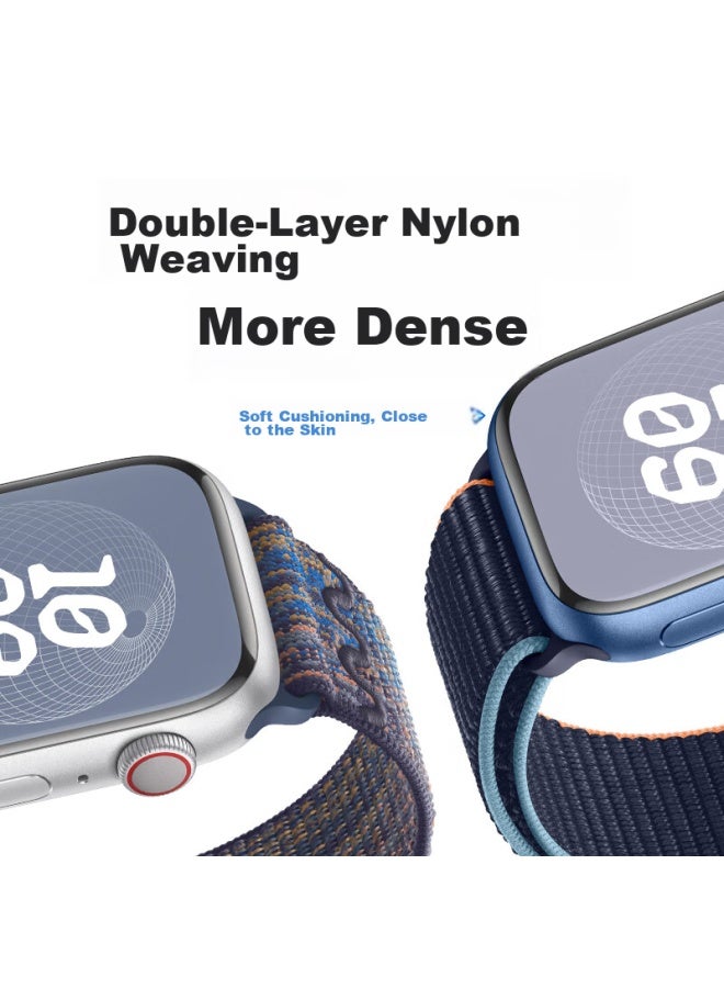 Bho مناسب لساعة Apple Watch Band، ساعة Apple Watch S10/ultra2 الجديدة، iwatch S9/s8/7/6/se، حزام النايلون Loop-back من الموسم السابق - Image 3