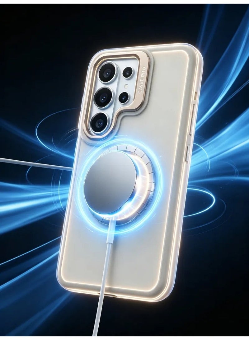 Samsung Galaxy S25 Ultra Case with MagSafe Compatible Magnetic Cover, Invisible Stand, Translucent Matte Back, Shockproof Slim Full Protection Phone Case - Image 3