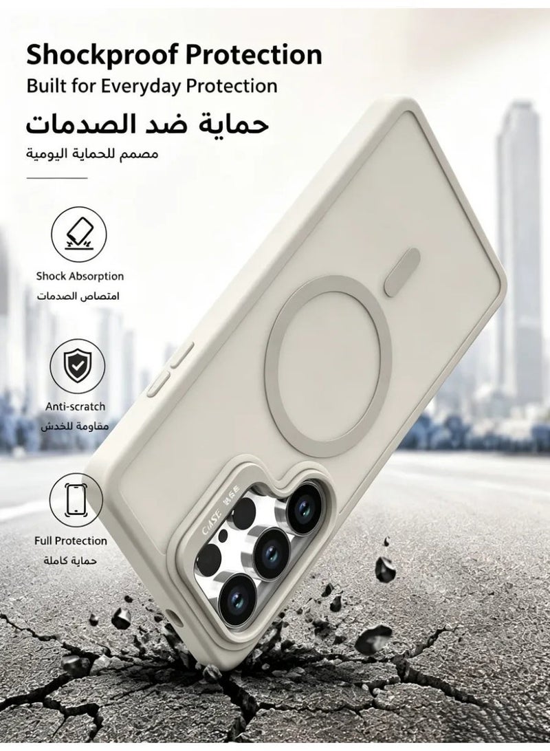 Samsung Galaxy S25 Ultra Case with MagSafe Compatible Magnetic Cover, Invisible Stand, Translucent Matte Back, Shockproof Slim Full Protection Phone Case - Image 4