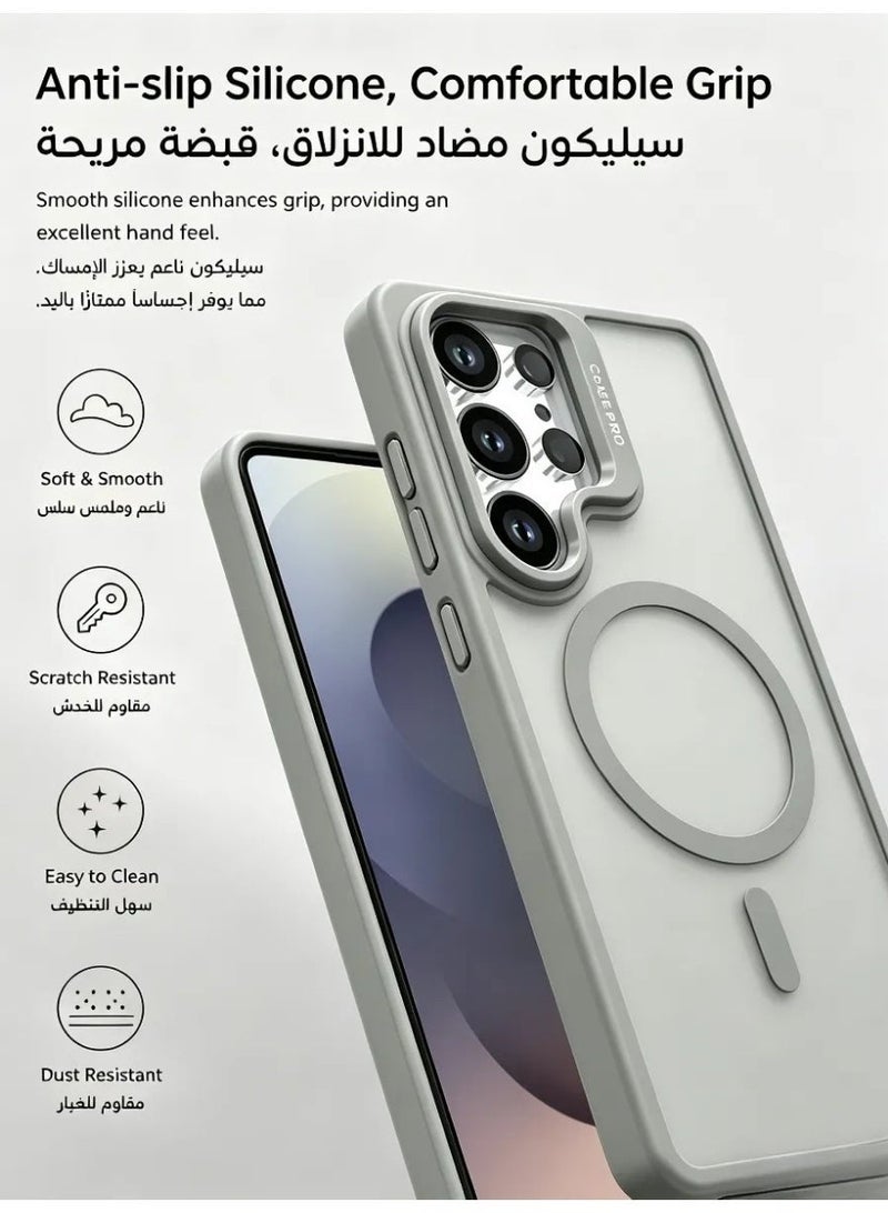 Samsung Galaxy S25 Ultra Case with MagSafe Compatible Magnetic Cover, Invisible Stand, Translucent Matte Back, Shockproof Slim Full Protection Phone Case - Image 2