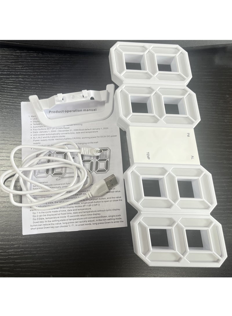 3D Digital LED Clock Wall Mount Alarm Clock Modern Desk Clocks for Home Bedrooms, Office - Image 3