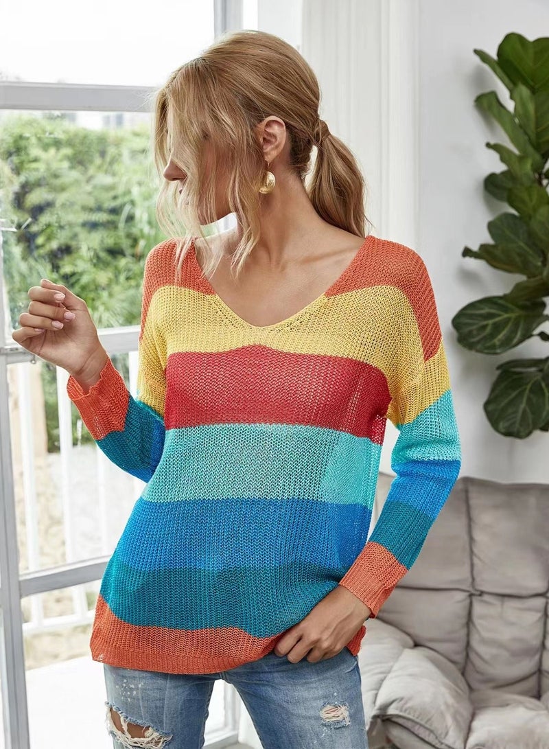 Loquat Summer New Woven Shirt Long Sleeve Sunscreen Shirt Rainbow Smock 