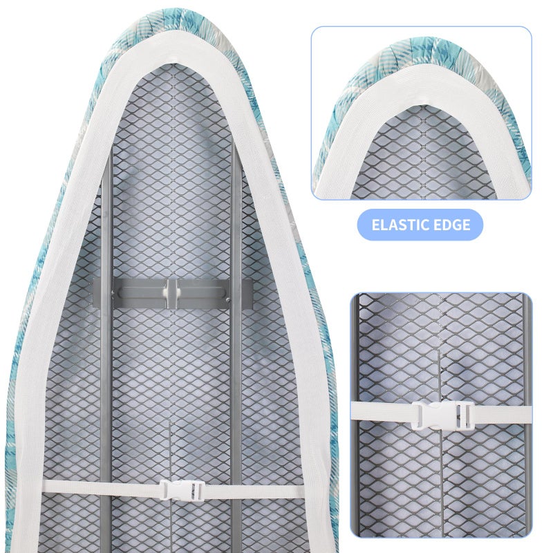 BNDX 15"x54" Ironing Board Cover â€“ Aqua Plaid Design, Thick Padding with 2" Elastic Edge & Dual Buckles, Durable, Scorch & Stain Resistant - Image 4