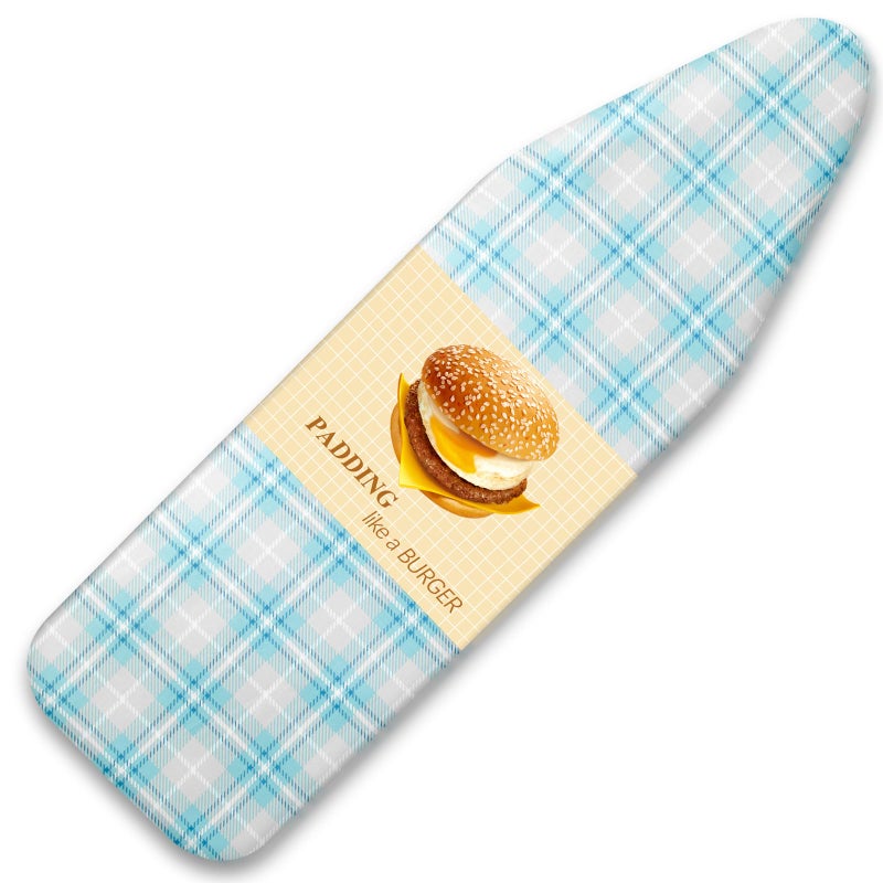 BNDX 15"x54" Ironing Board Cover â€“ Aqua Plaid Design, Thick Padding with 2" Elastic Edge & Dual Buckles, Durable, Scorch & Stain Resistant - Image 1