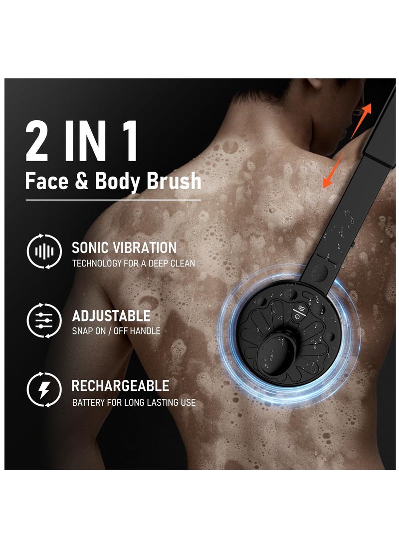 Upgraded Sonic Electric Body Scrubber Pro - Waterproof Massage Brush with Charcoal-Infused Silicone Bristles for Deep Cleaning, Featuring 4 Settings & 2 Speeds. - Image 2