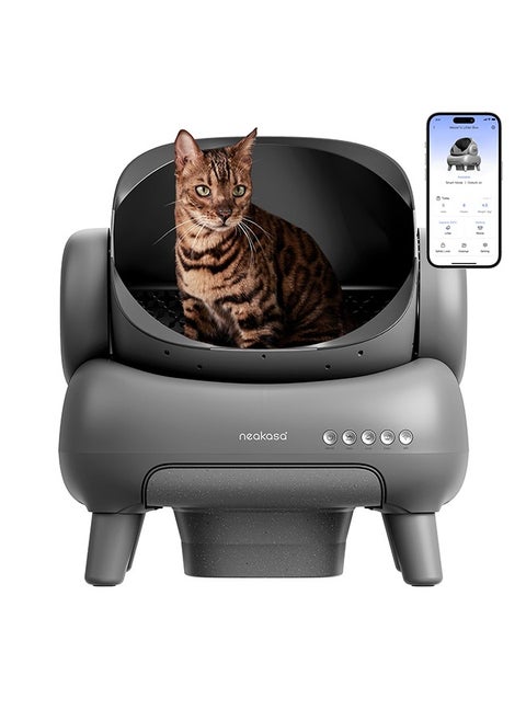 M1 Open-Top Self Cleaning Cat Litter Box, Automatic Cat Litter Box with APP Control, Odor-Free Waste Disposal includes Trash Bags