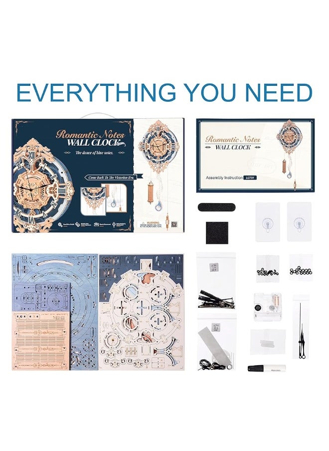 Robotime ROBOTIME Clock Wooden Puzzle, 3D Puzzle for Adults Wooden Metal Mechanical Model Clock Kits to Build, Hobbies Gift for Men Aesthetic DIY Decoration Wall Clock with Pendulum  - Image 4