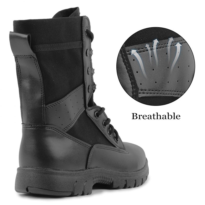 LUDEY Tactical Boots for Men Anti-Slip Comfortable Breathable Military Duty Combat Police Boots for Outdoors Hiking & Work Black 10.5US - Image 2