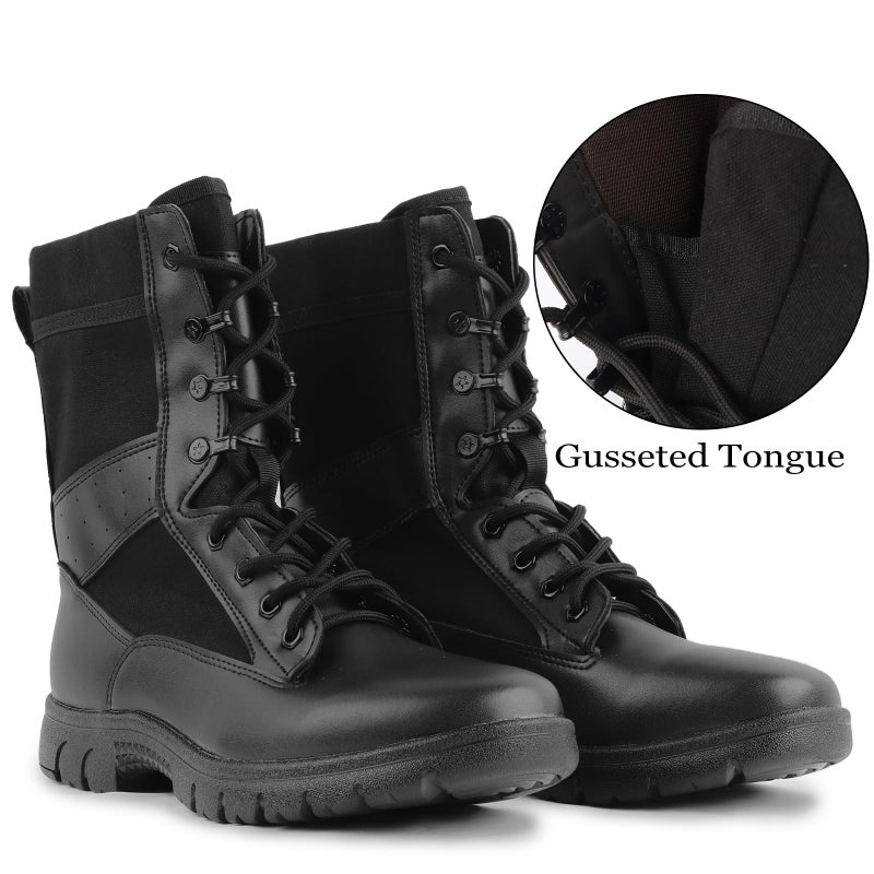 LUDEY Tactical Boots for Men Anti-Slip Comfortable Breathable Military Duty Combat Police Boots for Outdoors Hiking & Work Black 10.5US - Image 4