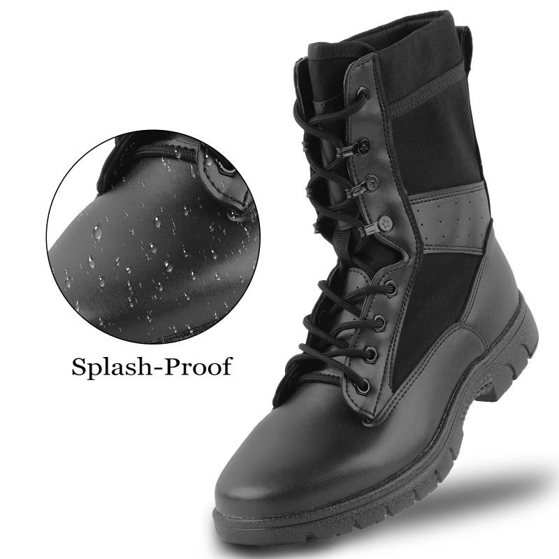 LUDEY Tactical Boots for Men Anti-Slip Comfortable Breathable Military Duty Combat Police Boots for Outdoors Hiking & Work Black 10.5US - Image 3