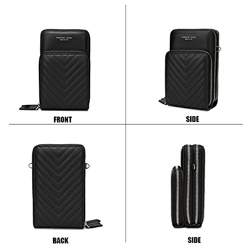 My Friday myfriday Small Crossbody Cell Phone Bag for Women, Mini Over Shoulder Handbag Purse with Credit Card Slots (C-Black) - Image 2
