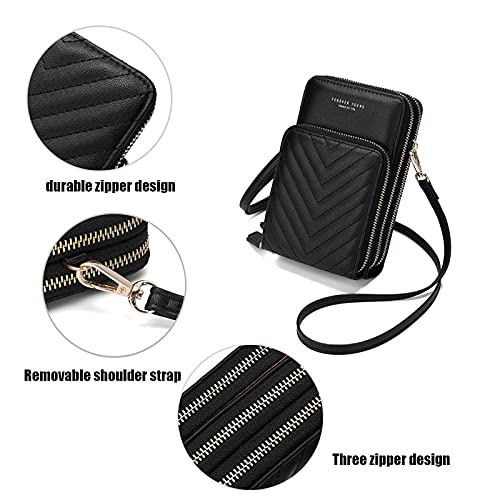 My Friday myfriday Small Crossbody Cell Phone Bag for Women, Mini Over Shoulder Handbag Purse with Credit Card Slots (C-Black) - Image 5