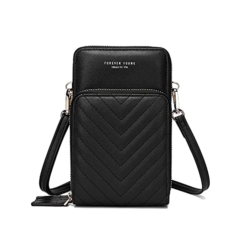 My Friday myfriday Small Crossbody Cell Phone Bag for Women, Mini Over Shoulder Handbag Purse with Credit Card Slots (C-Black) - Image 1