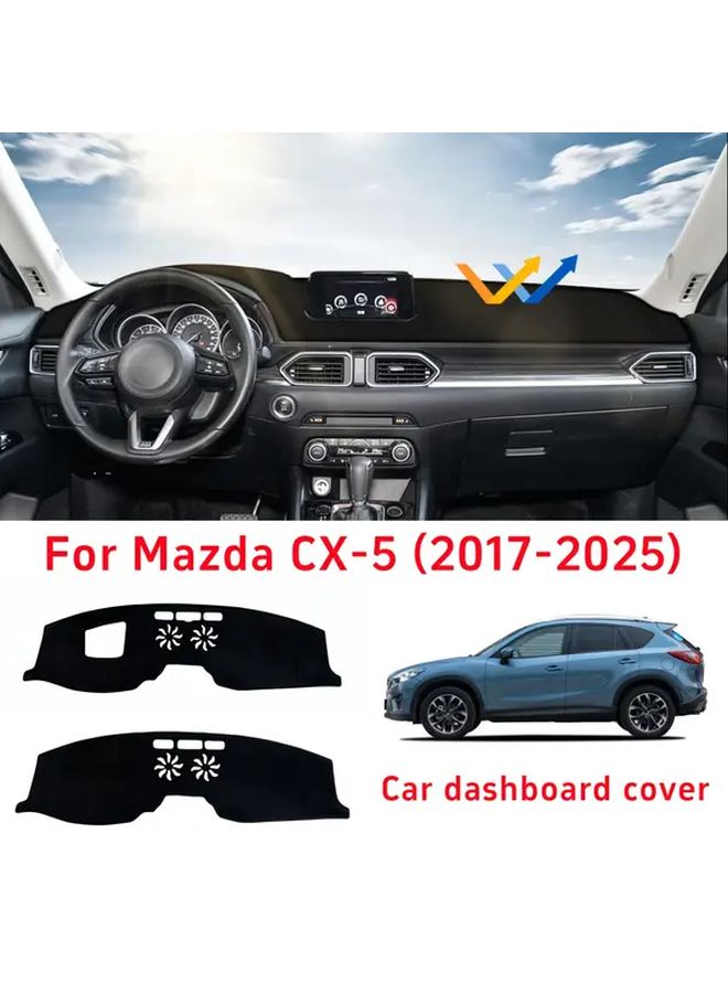 Black Flannel Dashboard Cover Mat for Mazda CX5 2017 2025 LHD - Image 1