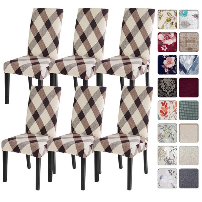 DINING ROOM CHAIR COVERS SLIPCOVERS SET OF 6SPANDEX SUPER FIT STRETCH REMOVABLE WASHABLE KITCHEN PARSONS CHAIR COVERS PROTECTOR FOR DINING ROOMHOTELCEREMONY LATTICE