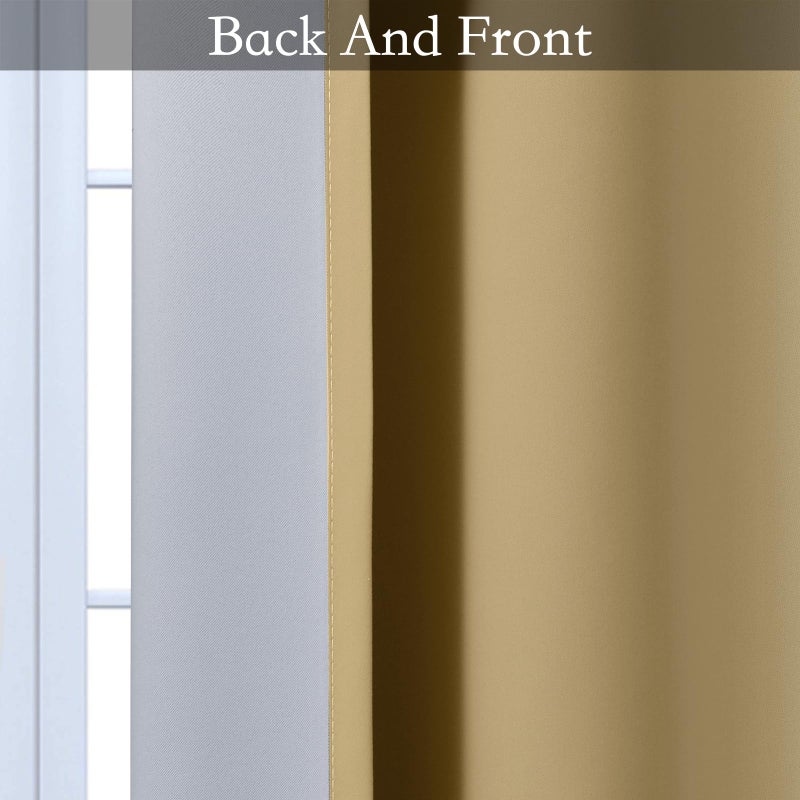 SimpleHome Ombre Room Darkening Curtains for Bedroom, Gradient Beige to Grey White Light Blocking Thermal Insulated Grommet Window Curtain/Drapes for Living Room,2 Panels, 52x84 inches Length - Image 5