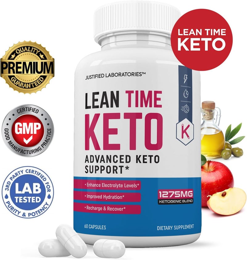 Justified Laboratories Lean Time Keto Pills 1275MG New  Improved Formula Contains Apple Cider Vinegar Extra Virgin Olive Oil Powder Green Tea Leaf 60 Capsules - Image 2