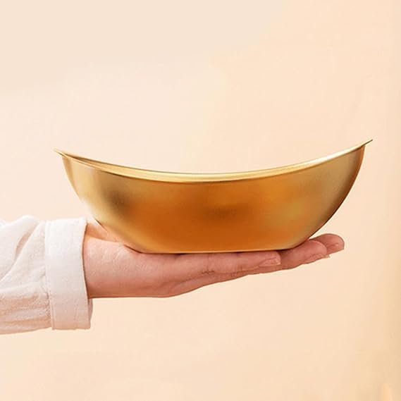 SHREESAMP Ingot Shape Stainless Steel Mixing Bowl for Home Kitchen Gold Soup Salad Bowl MultiPurpose Bowl for Noodles Rice Snacks Party Serving Cooking Baking Dessert Food Storage Containe - Image 2