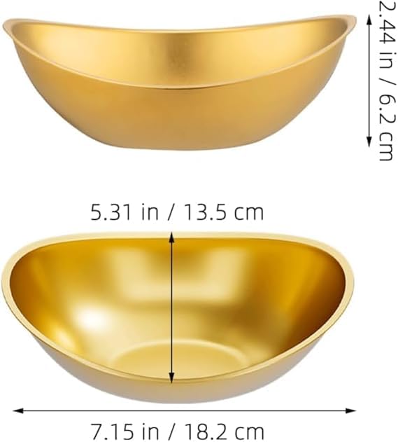 SHREESAMP Ingot Shape Stainless Steel Mixing Bowl for Home Kitchen Gold Soup Salad Bowl MultiPurpose Bowl for Noodles Rice Snacks Party Serving Cooking Baking Dessert Food Storage Containe - Image 4