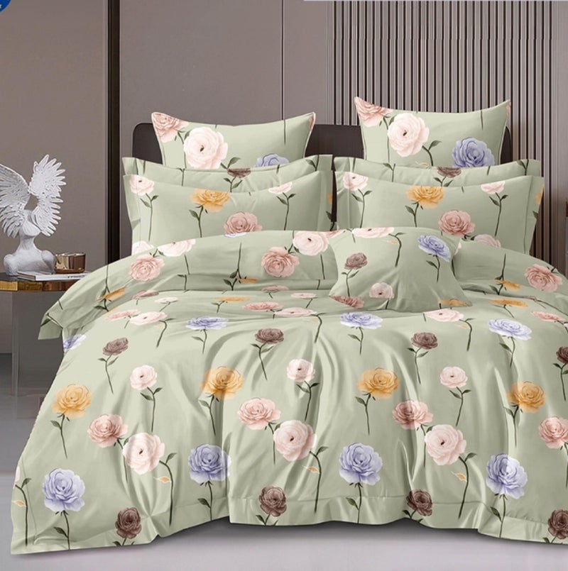 AJISH Super Soft Glace Cotton Feel Romantic Pastel Rose Floral Printed Bedsheet for Double Bed – Includes 2 Pillowcases- Bedsheet(83x86 Inch), Pillow Cover(18x28 Inch) - Image 2