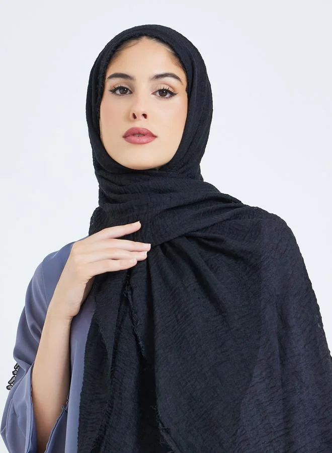 Black Raw Edge Textured Hijab