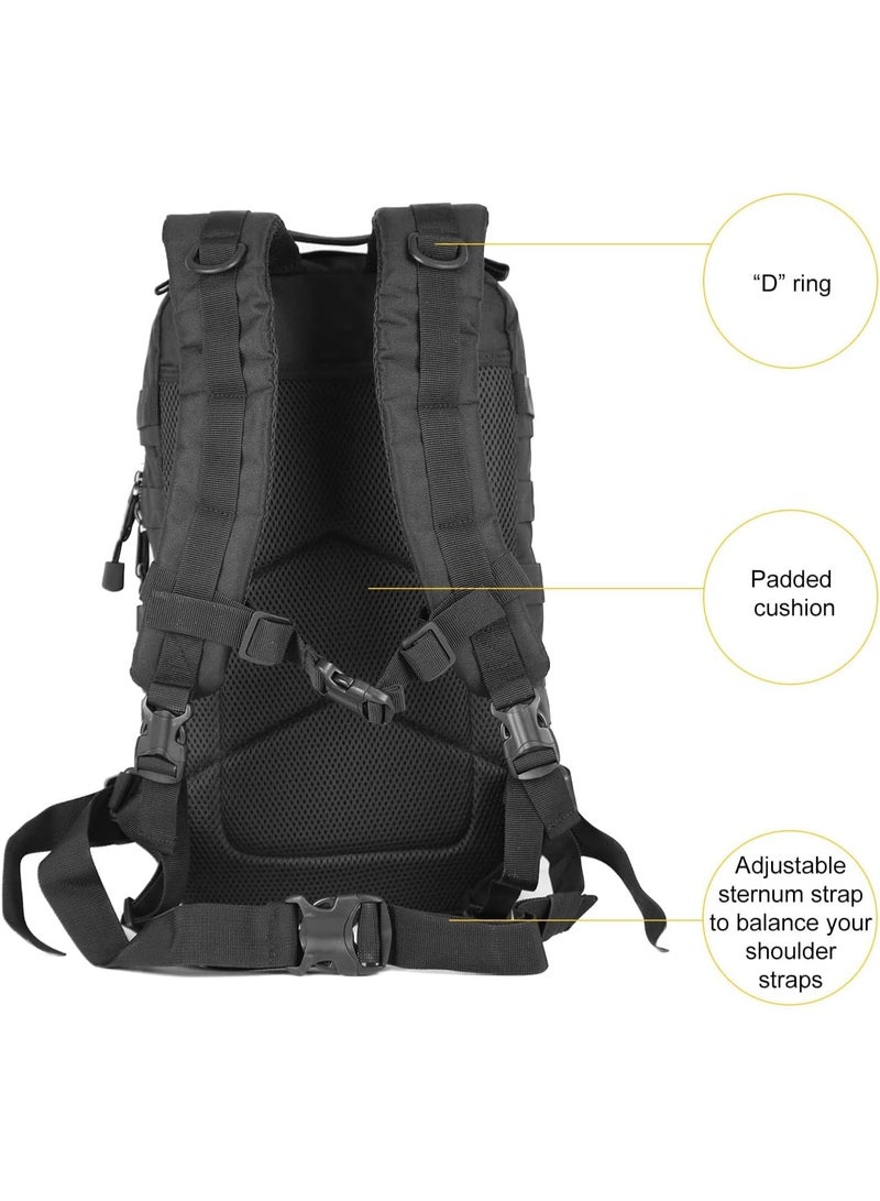 Bukela Small Military Tactical Backpack 30L Assault Backpack Tactical Bag for Outdoor,Hiking, Camping Travel (Black) - Image 4