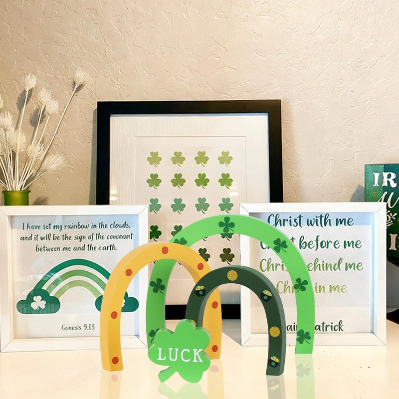 DECSPAS St Patricks Day Decorations, DECSPAS Shamrock St Patricks Day Decor for the Home, LUCK Sign Farmhouse Irish Block Indoor Table Decor (DPTD-5130) - Image 5