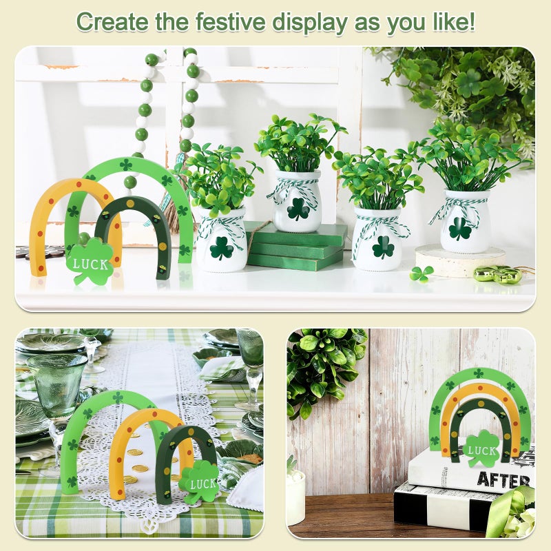 DECSPAS St Patricks Day Decorations, DECSPAS Shamrock St Patricks Day Decor for the Home, LUCK Sign Farmhouse Irish Block Indoor Table Decor (DPTD-5130) - Image 3