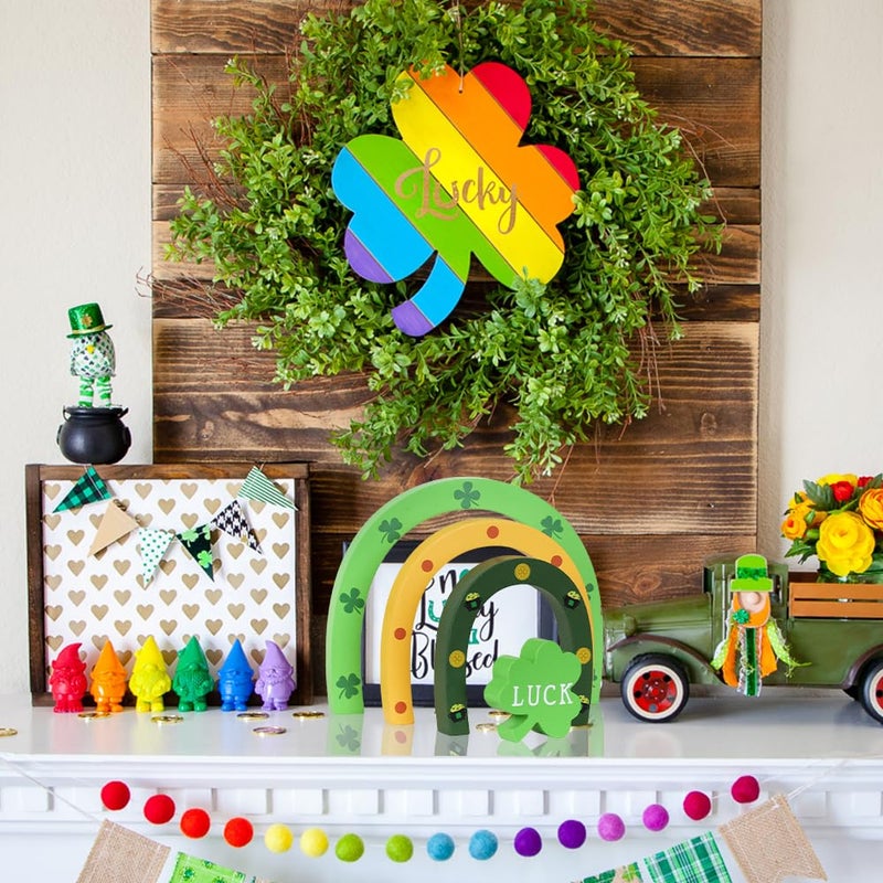 DECSPAS St Patricks Day Decorations, DECSPAS Shamrock St Patricks Day Decor for the Home, LUCK Sign Farmhouse Irish Block Indoor Table Decor (DPTD-5130) - Image 4