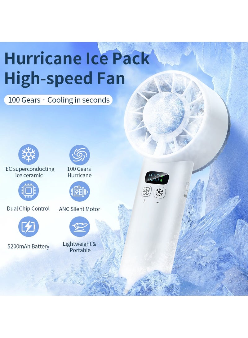 طريقة الاتصال مروحة يدوية قوية, مبردة بالشحن الفوري خلال ٣ ثواني، بطارية ٥٢٠٠ مللي أمبير تدوم ١٢ ساعة، تحكم بسرعة ١-١٠٠، خفيفة الوزن للسفر والتخييم والعمل - Image 3