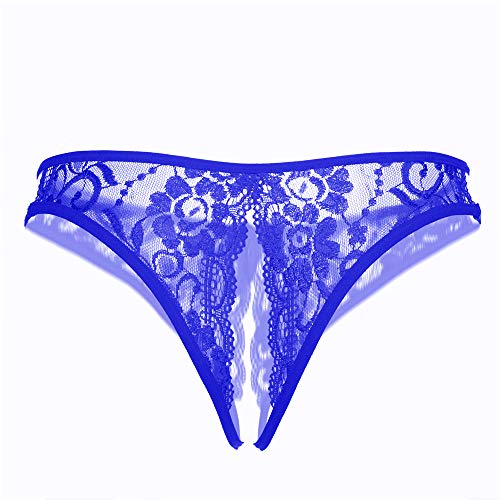 SLITHICE Women Sexy Floral Lace Briefs with Cute Bow Center (US, Alpha, Large, Regular, Regular, Blue) - Image 3