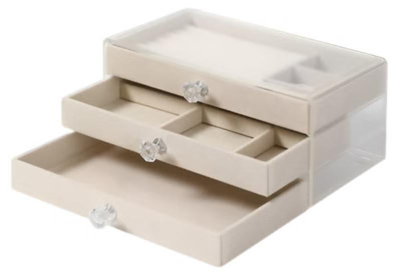 Shein Multi-Layer Jewelry Organizer with Clear Top - Stackable Drawers & Removable Dividers - Image 1