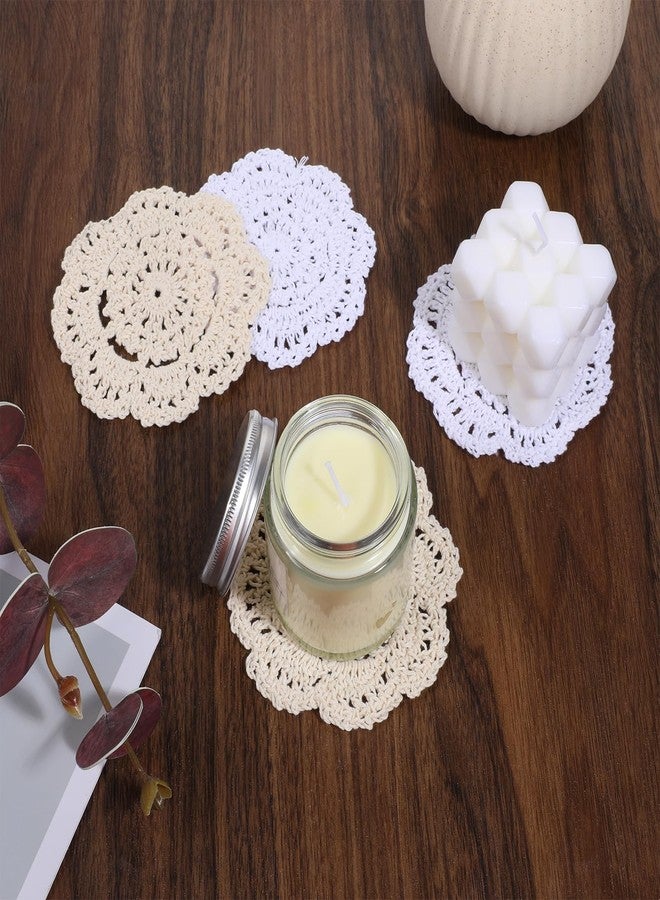 Qulkws 12Pcs 4 Inch Doilies Small Lace Crochet Doilies Flower Shape Round Placemats Cute Cloth Crochet Coasters for Cups Coasters - Image 5