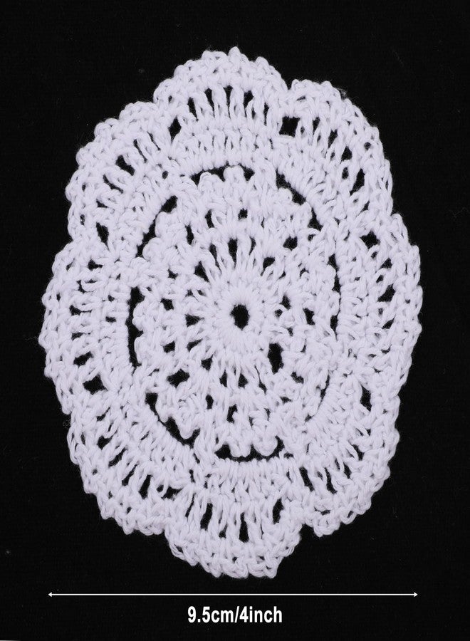 Qulkws 12Pcs 4 Inch Doilies Small Lace Crochet Doilies Flower Shape Round Placemats Cute Cloth Crochet Coasters for Cups Coasters - Image 2
