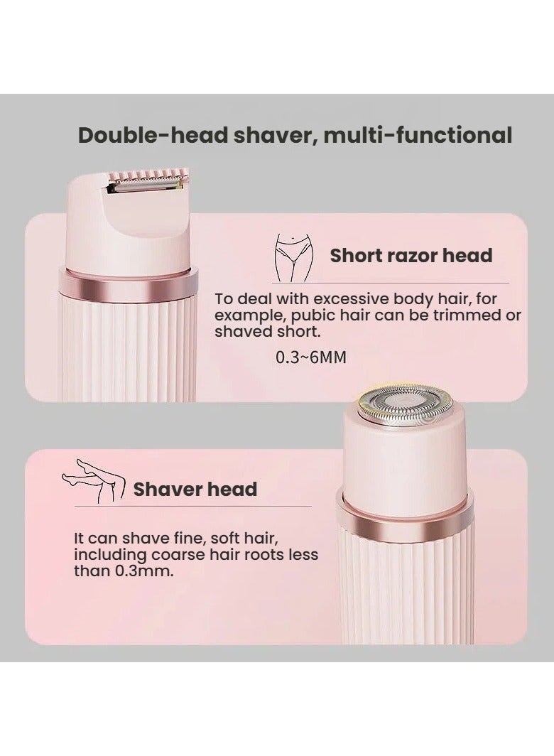 Dual Head Electric Hair Remover Painless Shaver for Women USB Rechargeable Portable Body Hair Trimmer for Legs Underarms - Image 2