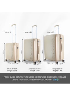 Discovery Discovery Focus ABS Hardside Carry-on Travel Buisness Luggage, Durable Lightweight 4 Double Wheel Trolley Bag, Extra Secure Combination Lock, 20" Suitcase, Small Cabin Trolley - Gold.  - Image 2
