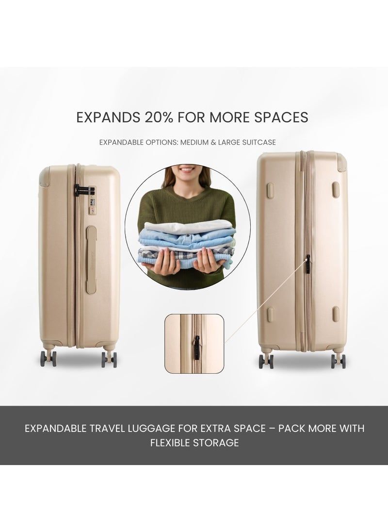 Discovery Discovery Focus ABS Hardside Carry-on Travel Buisness Luggage, Durable Lightweight 4 Double Wheel Trolley Bag, Extra Secure Combination Lock, 20" Suitcase, Small Cabin Trolley - Gold.  - Image 3