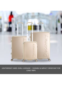 Discovery Discovery Focus ABS Hardside Carry-on Travel Buisness Luggage, Durable Lightweight 4 Double Wheel Trolley Bag, Extra Secure Combination Lock, 20" Suitcase, Small Cabin Trolley - Gold.  - Image 4
