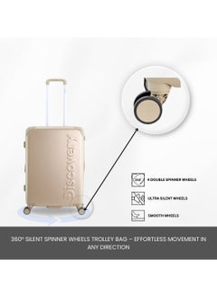 Discovery Discovery Focus ABS Hardside Carry-on Travel Buisness Luggage, Durable Lightweight 4 Double Wheel Trolley Bag, Extra Secure Combination Lock, 20" Suitcase, Small Cabin Trolley - Gold.  - Image 5