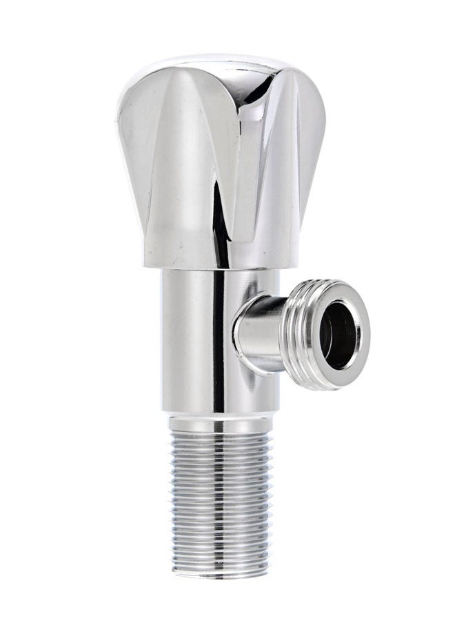 LAWAZIM Stainless Steel Angle Valve - Wall Mounted 90-Degree Water Shut-Off Valve with Decorative Flange, Knob Handle, and Threaded Inlet & Outlet - for Mixer Tap, Kitchen, Toilet, & Plumbing Systems - Image 1