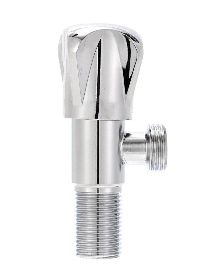 LAWAZIM Stainless Steel Angle Valve - Wall Mounted 90-Degree Water Shut-Off Valve with Decorative Flange, Knob Handle, and Threaded Inlet & Outlet - for Mixer Tap, Kitchen, Toilet, & Plumbing Systems - Image 2