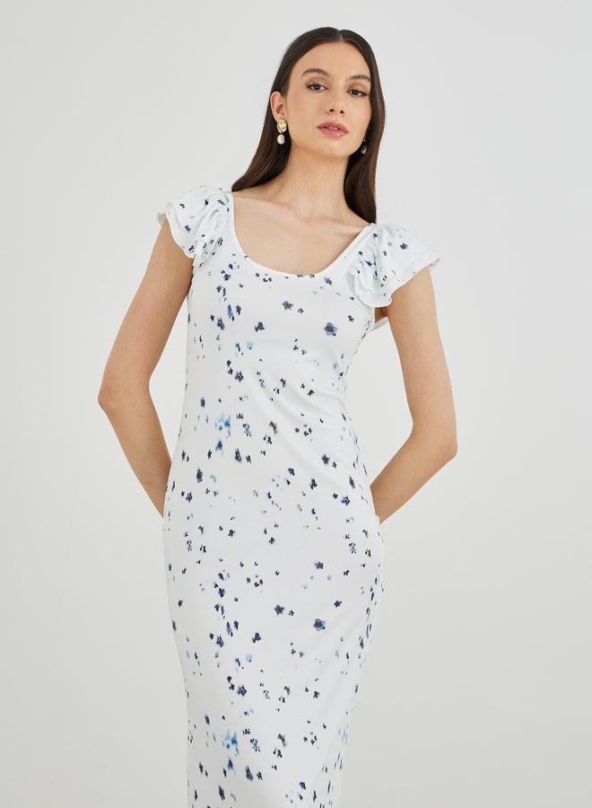 Take Two Floral Print Short Sleeve Knit Maxi Dress - Image 3