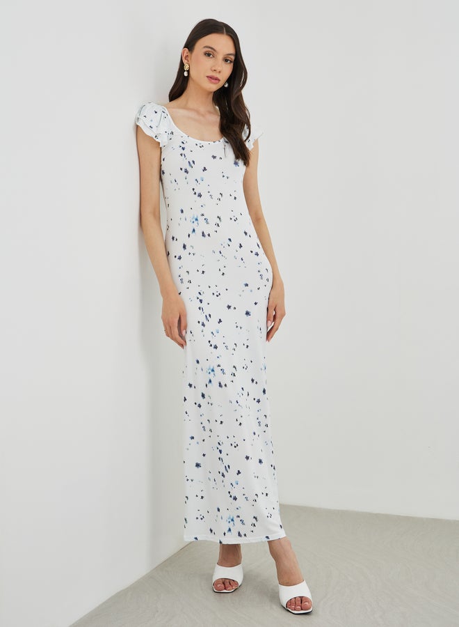 Take Two Floral Print Short Sleeve Knit Maxi Dress - Image 1