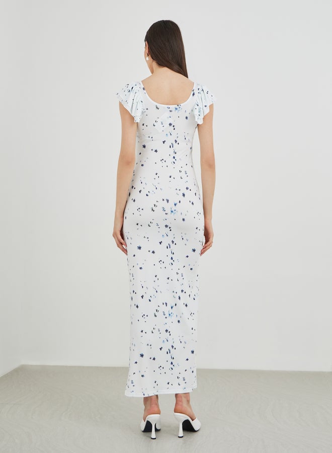 Take Two Floral Print Short Sleeve Knit Maxi Dress - Image 5