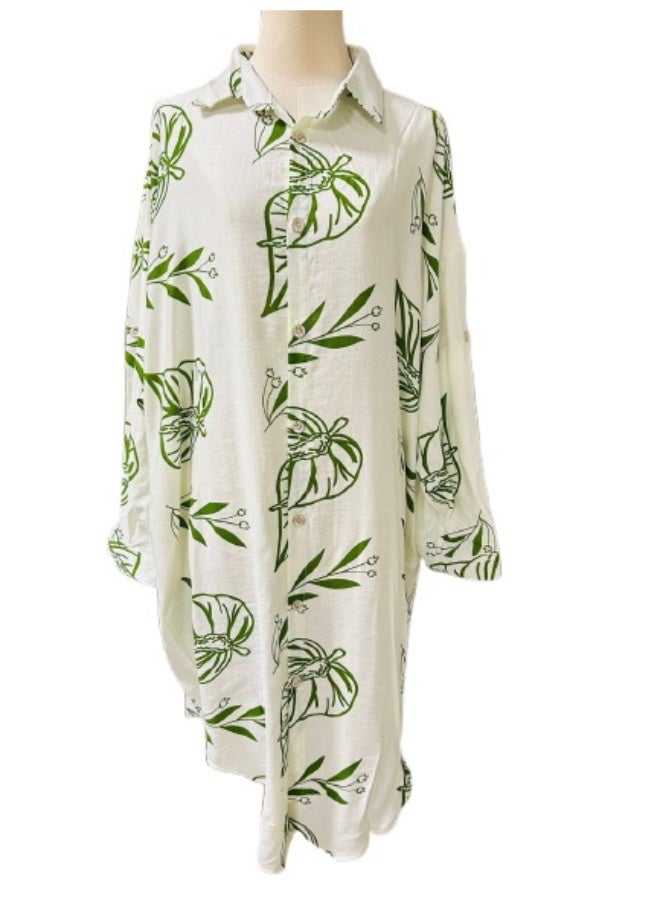 Printed Long Sleeves Tunic Shirt with Wide Leg Pants for Women Free Size - Image 3