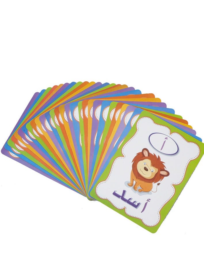 مجموعة بطاقات فلاش العربية القابلة للكتابة -أدوات التعلم في مرحلة ما قبل المدرسة للتعليم في مرحلة الطفولة المبكرة، بطاقات نشاط الأطفال مع تصميم قابل لإعادة الاستخدام بتقنية 28 حرفا للأطفال 3+ - Image 1